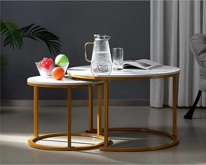 Sierra Round Nesting Table Set – 2-Piece Modern Accent Tables for Living Room & Bedroom