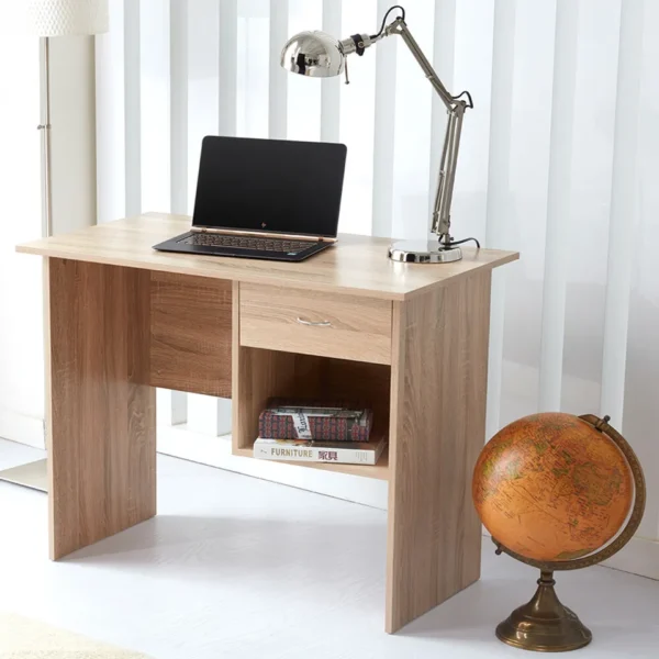 Aneto Office Desk 0.9M – Compact White Oak Desk for Home or Office Use