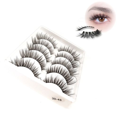 5 Pairs/Set 3D Soft Faux Mink Hair False Eyelashes Stereoscopic Multi layer Wispy Fluffy Mixed Pack Lashes Eyelash Extension Thick And Natural False Eyelashes Makeup Tools