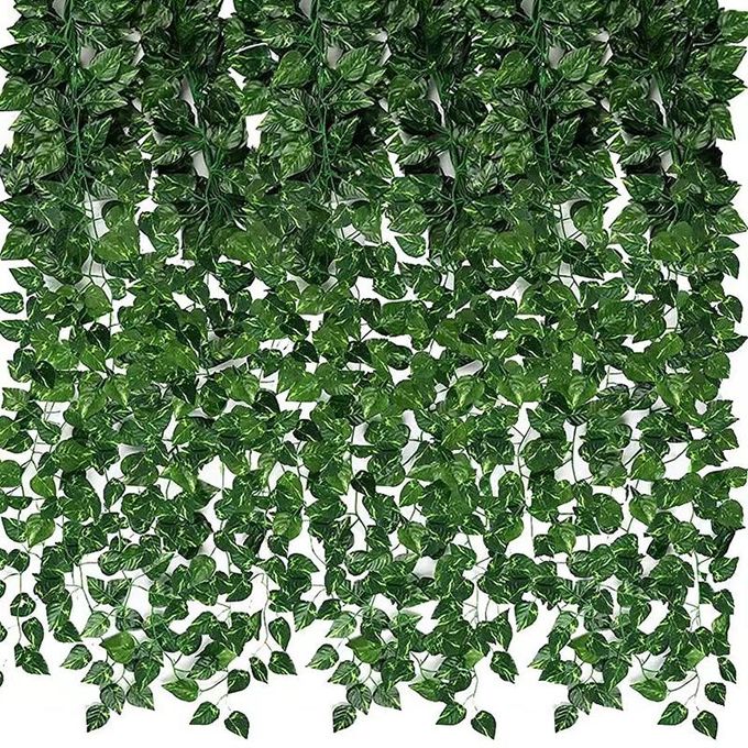 12pcs/bags Artificial Ivy Greenery Garland, 78.74'' Fake Vines Hanging Plants Backdrop Green Leaves for Room Bedroom Wall Decor