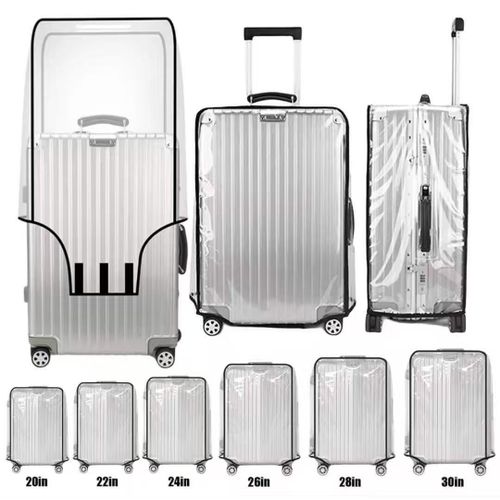 Clear Suitcase Cover- 20 24 26 28 30 Inch Waterproof PVC Suitcase Cover - Transparent Travel Suitcase Wrap - Protective Cover Case for Wheeled Luggage