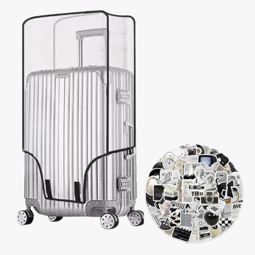 Clear Suitcase Cover- 20 24 26 28 30 Inch Waterproof PVC Suitcase Cover - Transparent Travel Suitcase Wrap - Protective Cover Case for Wheeled Luggage
