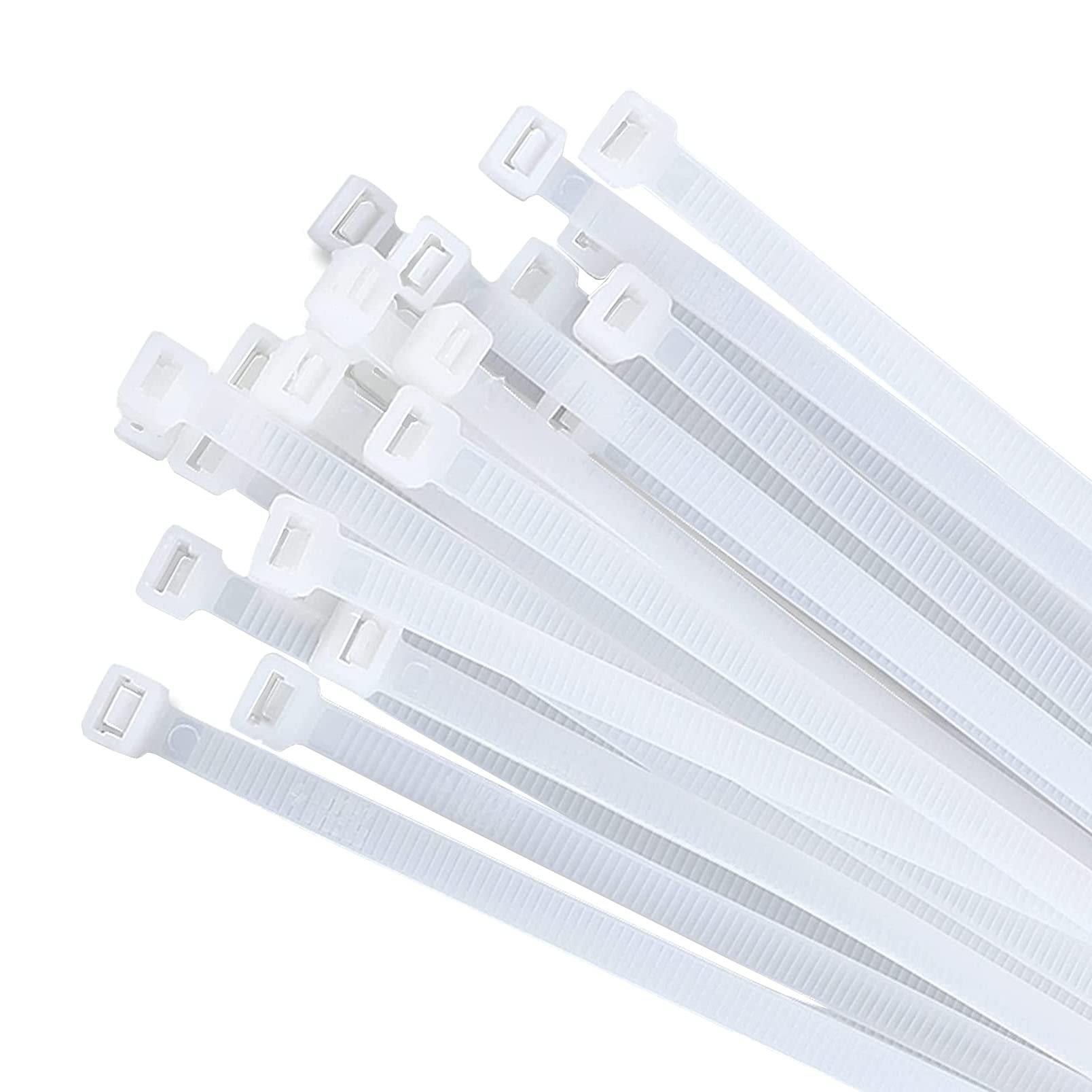 WHITE NYLON CABLE TIE WRAPS 8X250MM (100pcs)