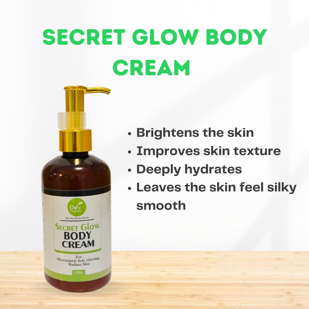 Secret Glow Body Cream - Dvee Organics - For Uniform Bright and Radiant Skin Tone