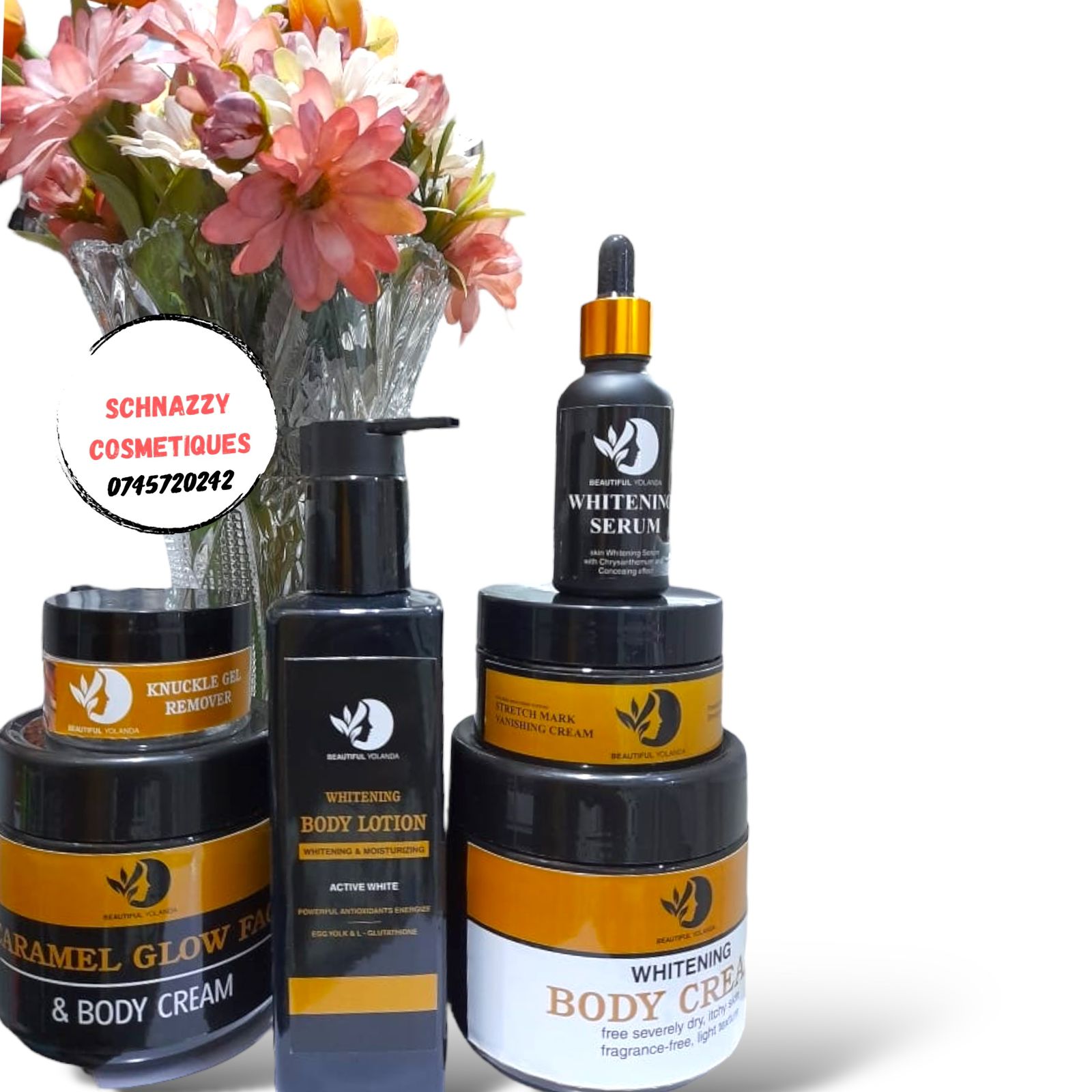 BEAUTIFUL YOLANDA ( Caramel Glow Face Body Cream, Whitening Face Cream, Whitening Serum, Knuckle Remover, Whitening Serum Stretchmark Vanishing Cream ) Select Option