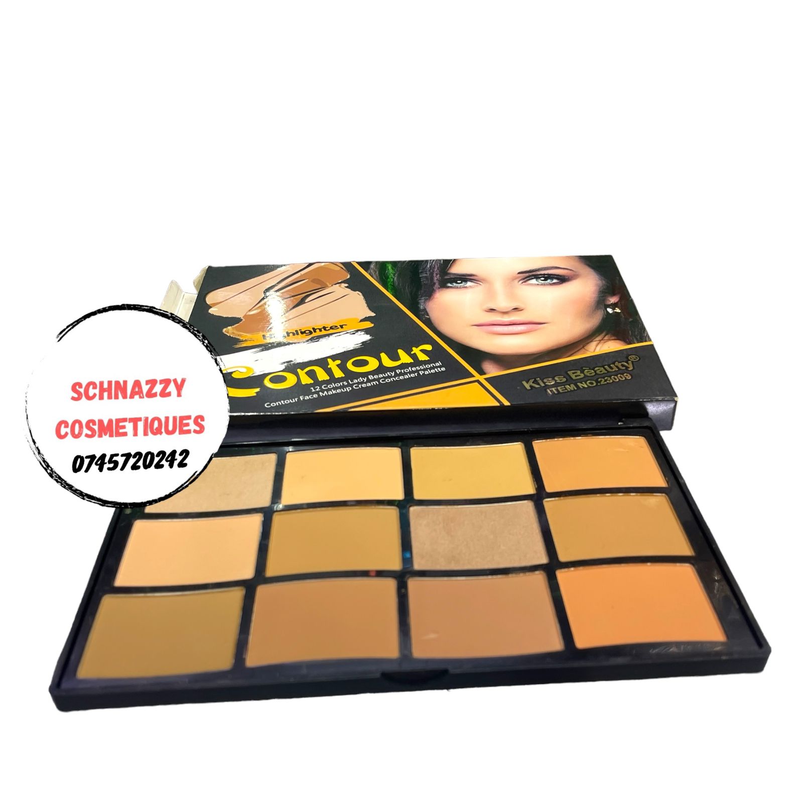 Kiss Beauty Cream Color Highlighter and Contour Palette 12 Seamless Sculpt Correct Imperfections Perfect Blend into Skin Makeup Artist MUA Palette