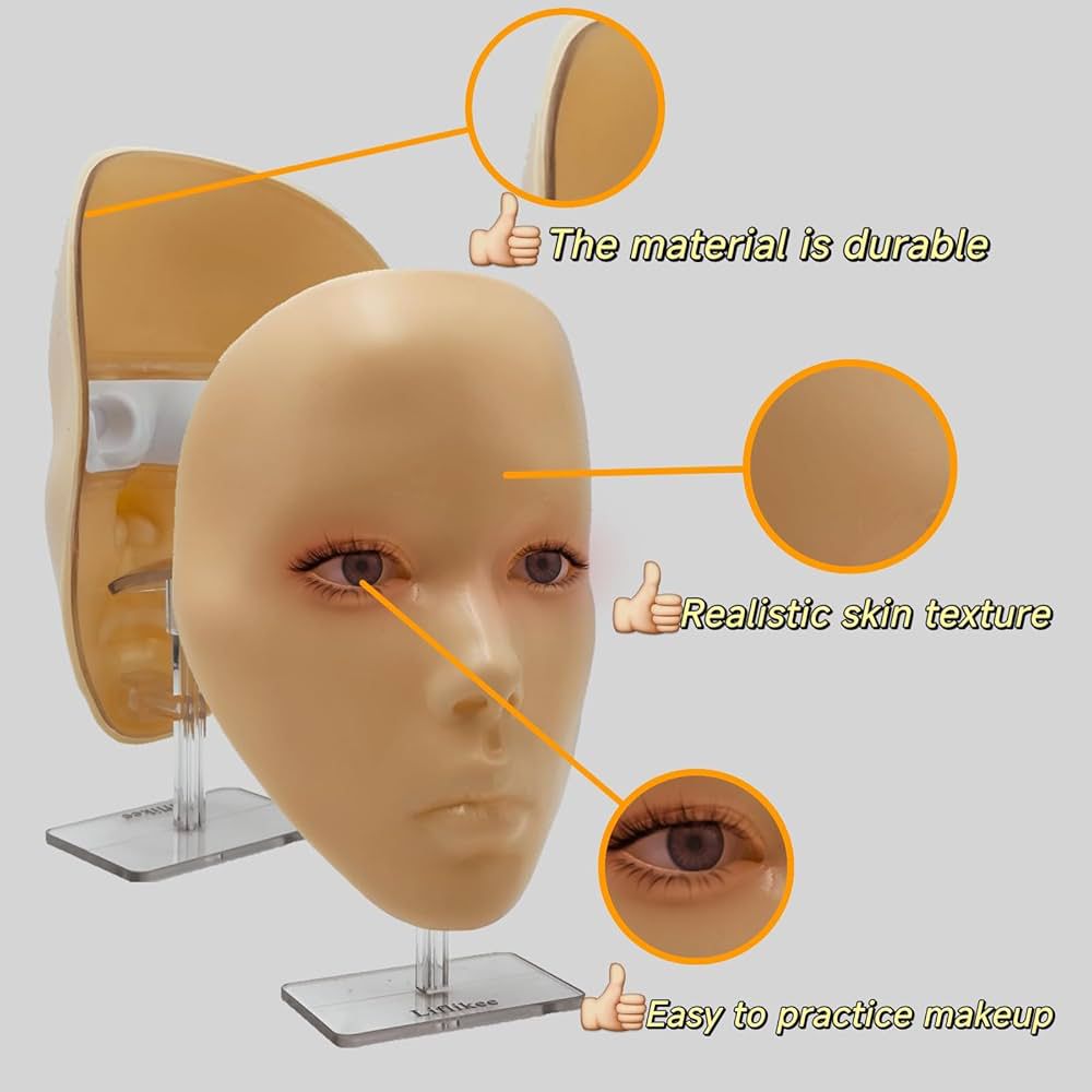 REALISTIC SKIN TEXTURE MAKE UP PRACTICE BOARD KIT FOR BEGINNERS FACE MANNEQUIN MAKEUP DOLL EYELASH MANNEQUIN MUA MAKEUP ARTISTS MAKE UP ACADEMY MAKE UP ACCESSORY COSMETIC PRACTICE
