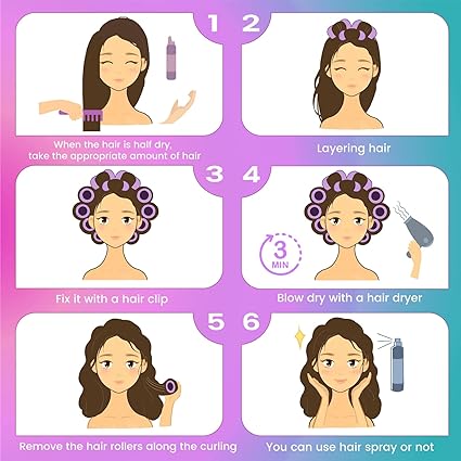 Plastic Hair Rollers Curlers Snap on Rollers Self Grip Rollers Hairdressing Curlers No Heat Hair Straightening Hair Curlers for DIY Hairdressing Hair Salon Hair Barber