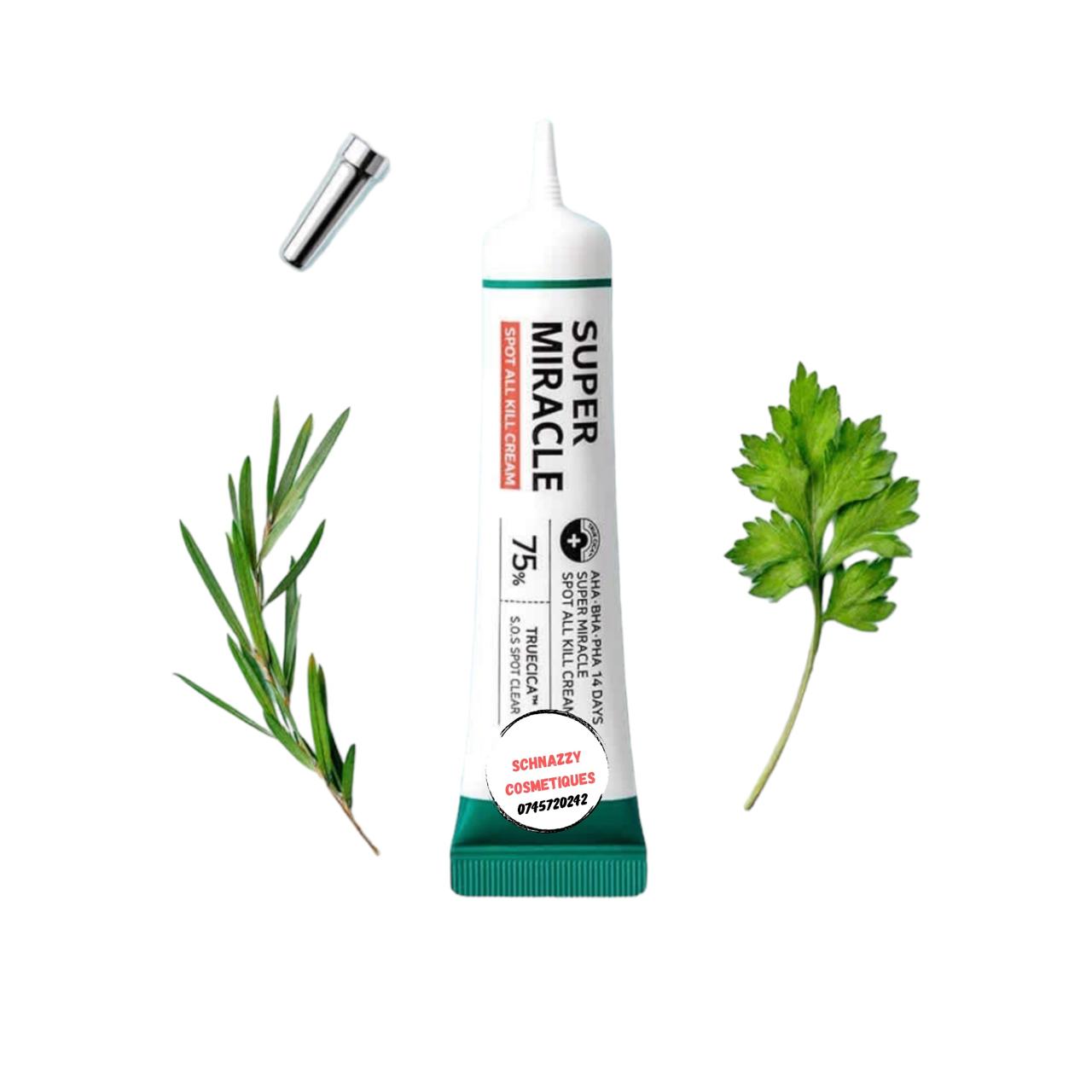 SUPER MIRACLE SPOT KILL CREAM Hypoallergenic Clear Spots AHA BHA PHA 14 Days Truecica S.O.S Spot Clear