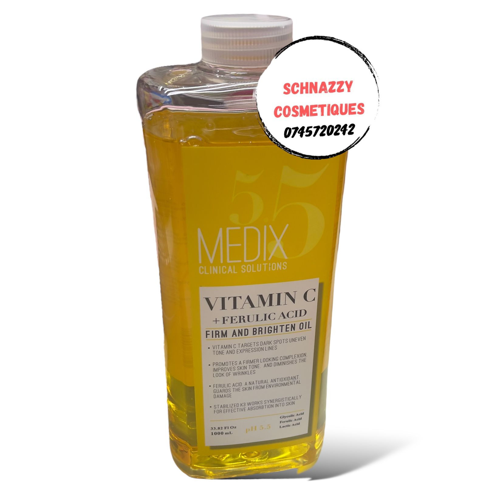 MEDIX 5.5 VITAMIN C + FERULIC ACID PH 5.5 Glycolic Acid Ferulic Acid Lactic Acid Firm and Brighten Complexion Skin Targets Dark Spots, Uneven Tone and Diminish Wrinkles or Fine lines