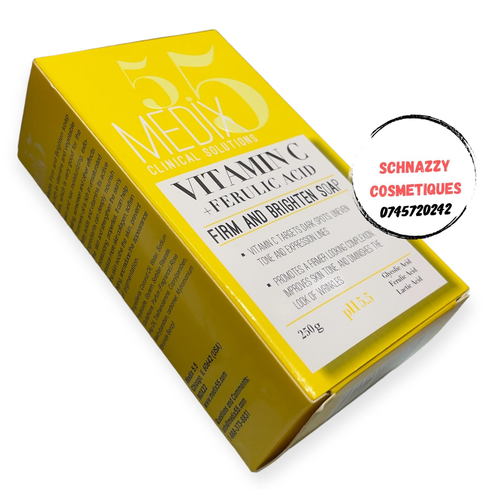 MEDIX 5.5 VITAMIN C + FERULIC ACID PH 5.5 Glycolic Acid Ferulic Acid Lactic Acid Firm and Brighten Complexion Skin Targets Dark Spots, Uneven Tone and Diminish Wrinkles or Fine lines