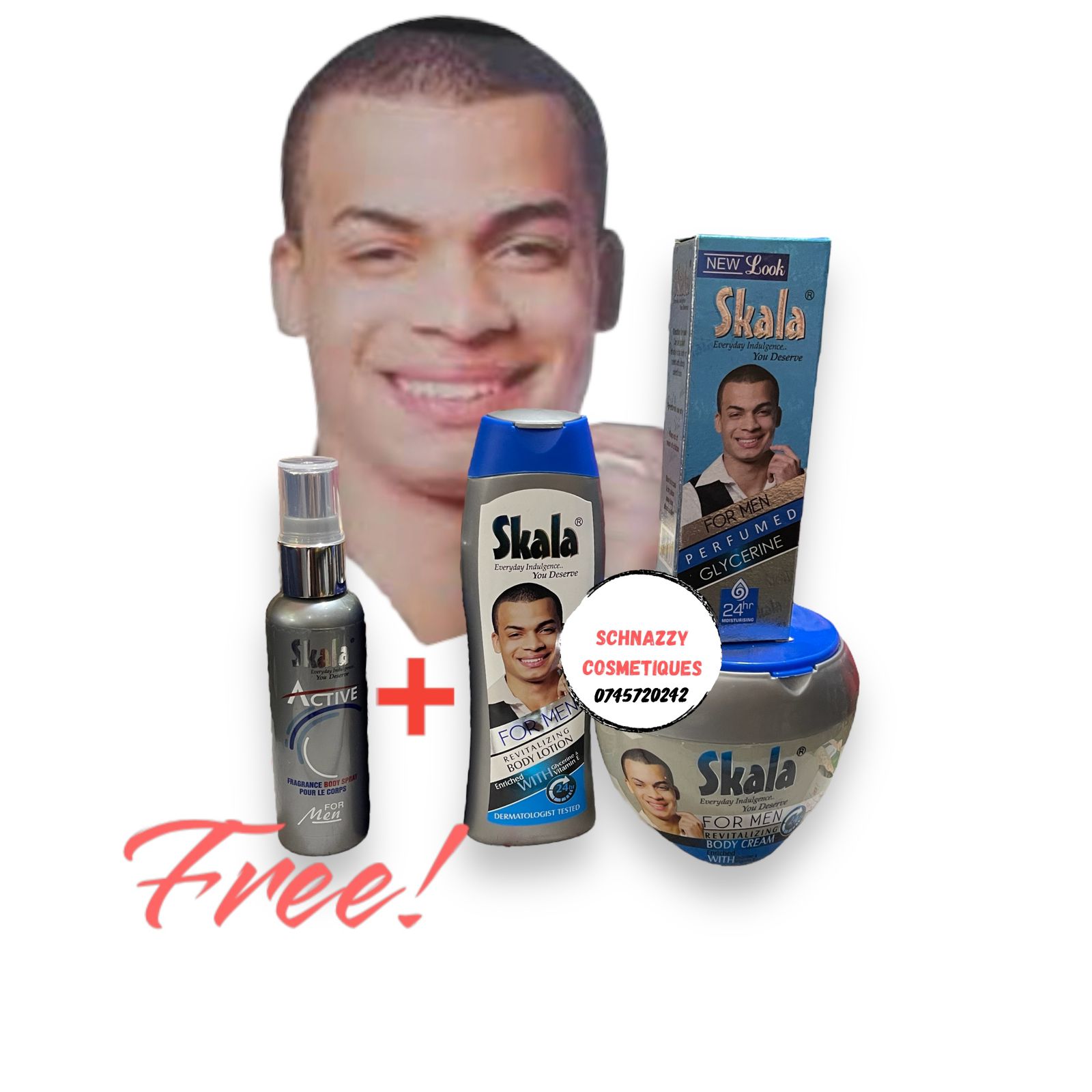 SKALA Men Skincare For Men Lotion Body Cream Glycerine plus 1 Free Perfume Men's Moisturising Fresh Scent