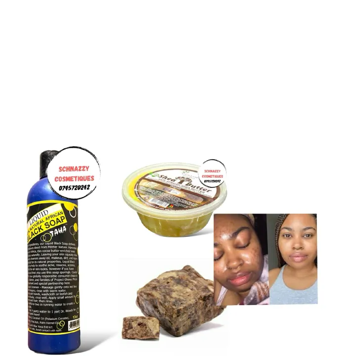 100% Natural African Black Soap Raw Shea Butter Enriched Cleanse for Acne Prone Skin, Dark Spots, Skin Conditions, Blemishes, Breakouts .. Clears Skin