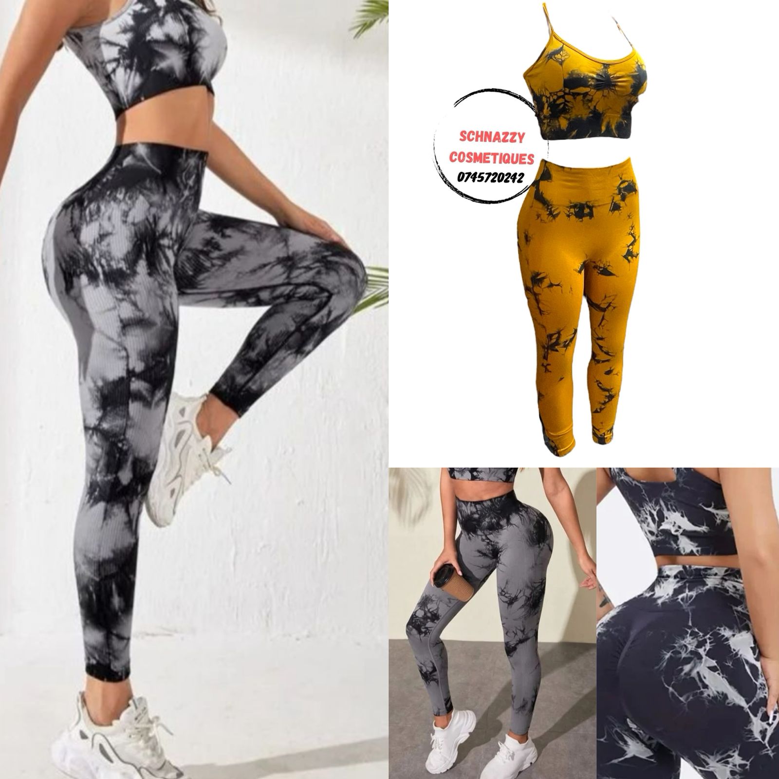 Two Piece 2pc Women Ladies Workout Set Lightweight Gym Set Clothes Tie Dye Set Legging Set Stretchy Quick Dry Comfortable Moisture Absorbing Fabric Good Quality