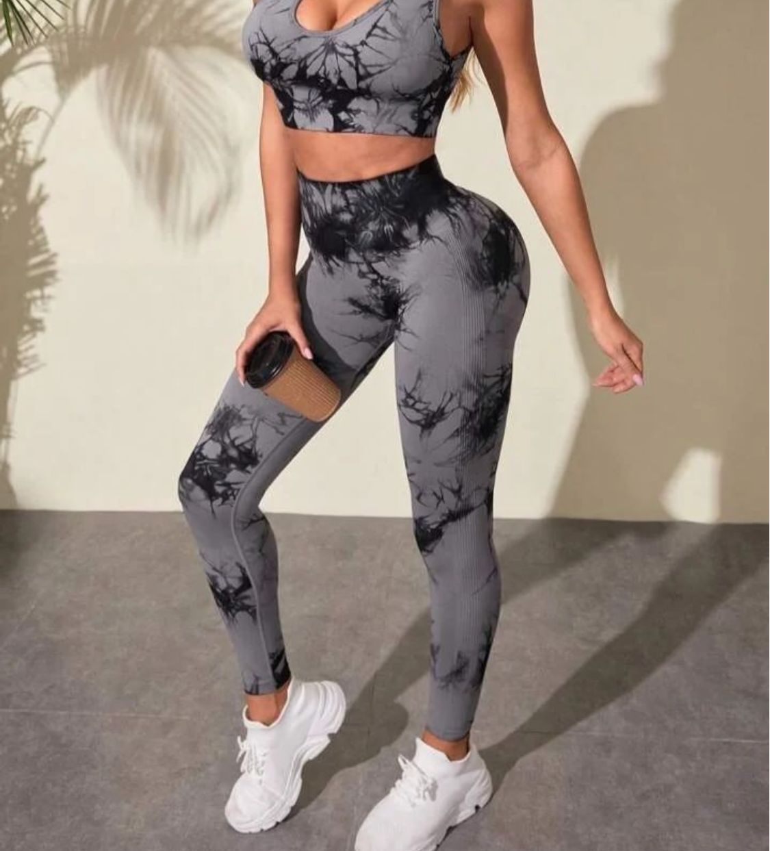 Two Piece 2pc Women Ladies Workout Set Lightweight Gym Set Clothes Tie Dye Set Legging Set Stretchy Quick Dry Comfortable Moisture Absorbing Fabric Good Quality