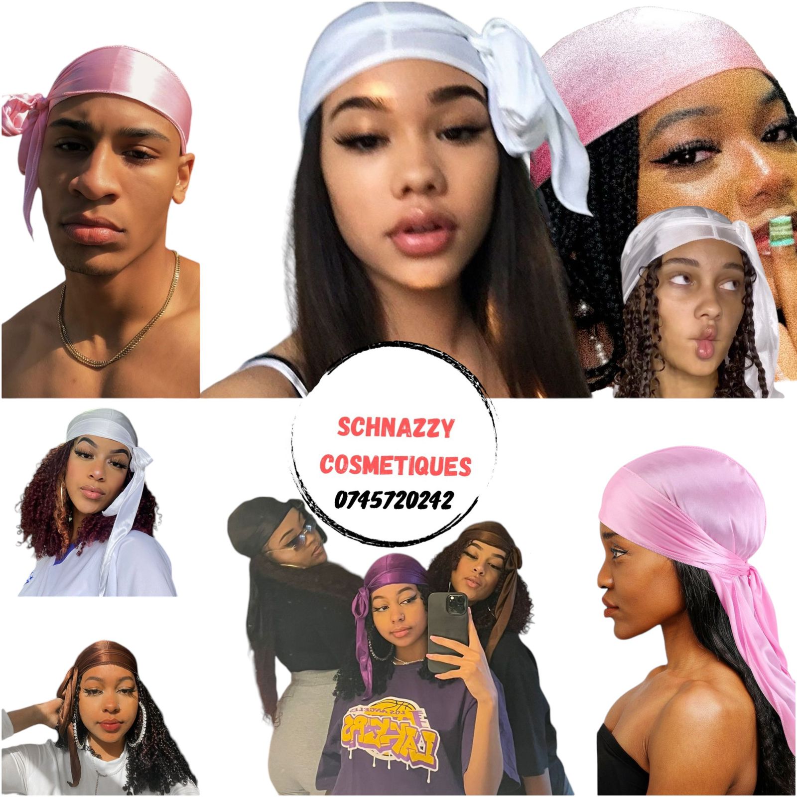1pc Solid Casual Style Durag for Daily Life Unisex Satin Silk Like Durag Doorag Men Women Durag Trendy Headscarf Headwrap Headwear Hairties Bandana  (Pink, Brown, Blue, Gray)