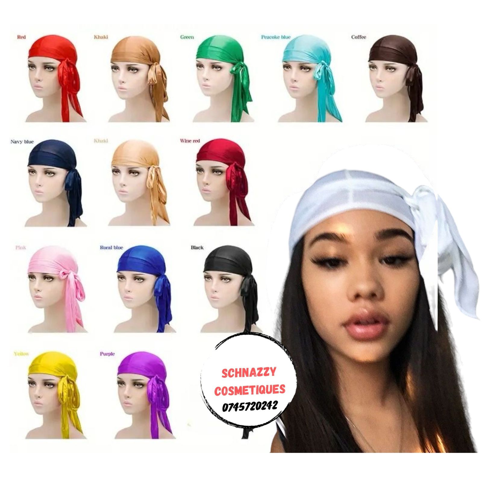 1pc Solid Casual Style Durag for Daily Life Unisex Satin Silk Like Durag Doorag Men Women Durag Trendy Headscarf Headwrap Headwear Hairties Bandana  (Pink, Brown, Blue, Gray)