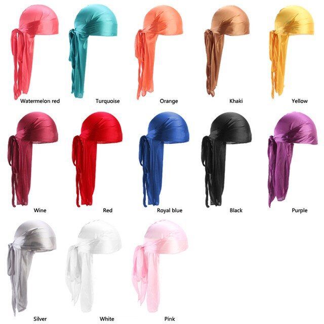 1pc Solid Casual Style Durag for Daily Life Unisex Satin Silk Like Durag Doorag Men Women Durag Trendy Headscarf Headwrap Headwear Hairties Bandana  (Pink, Brown, Blue, Gray)