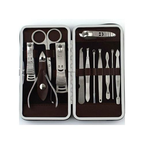 12pcs Stainless Steel Nail Clipper Cutter Trimmer Ear Pick Grooming Kit Manicure Pedicure Toe Nail Tools Set With Case Manicure Set Nail Parlour Spa Homecare Tools