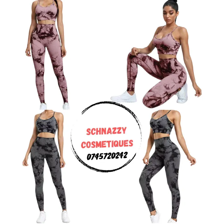 Two Piece 2pc Women Ladies Workout Set Lightweight Gym Set Clothes Tie Dye Set Legging Set Stretchy Quick Dry Comfortable Moisture Absorbing Fabric Good Quality