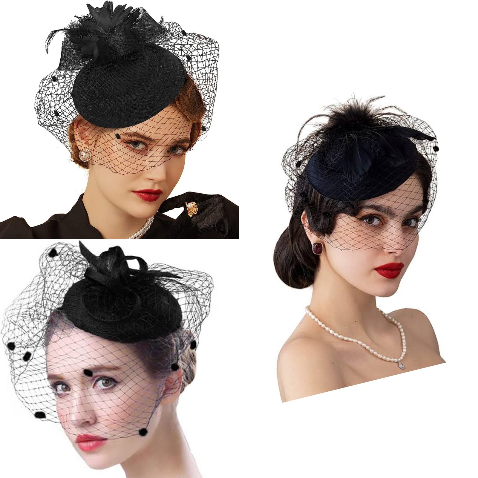 Sophisticated Fascinator Hats with Veil for Women 20s 50s Vintage Derby High Tea Party Fascinators Flower Veil Wedding Tea Party Funeral Mourning Sendoff Hat
