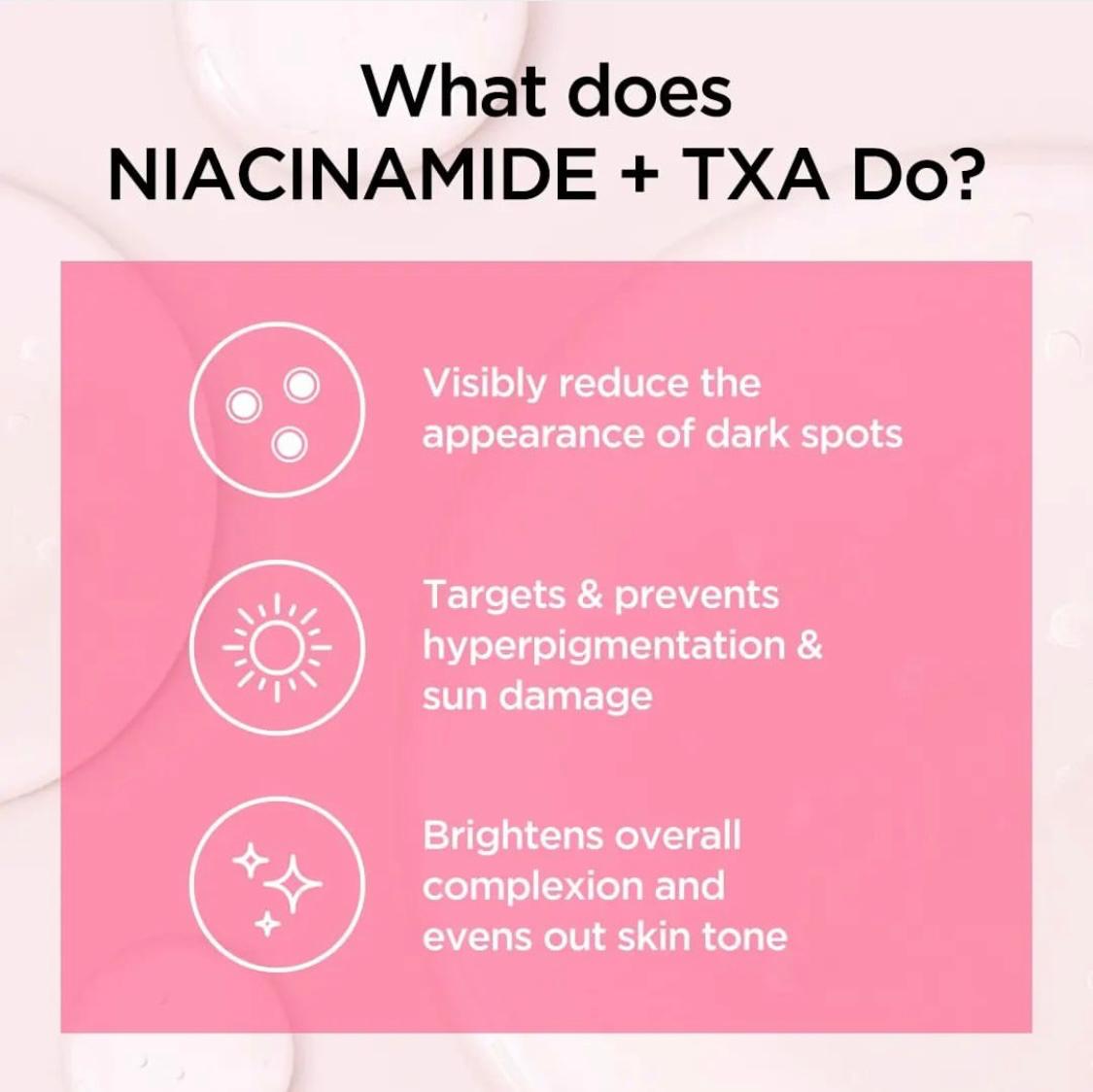 ANUA Dark Spot Correcting Serum 10% Niacinamide + 4% Tranexamic Acid and Arbutin for post acne scars, hyperpigmentation and sun spots. Brightens dull skin, even skin tone and minimise enlarged pores