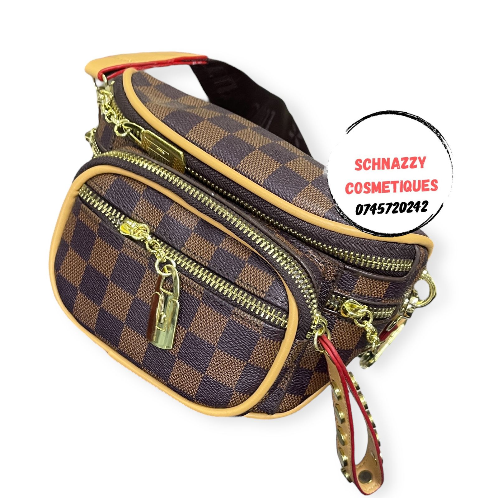 Women Fannypack Lady Faux Leather Waist bag Retro Trend Zipper Handbag Crossbody Bag Work Travel School Backpack Rucksack Trendy Print Multiple Organization Pockets Adjustable Padded Shoulder Strap