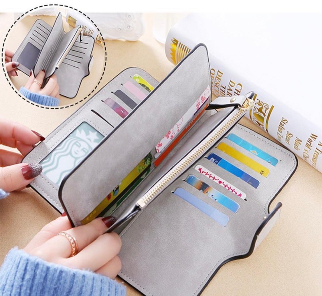 Retro Style Women Gift Lady Leather Wallet Phone Bag Clutch Card Holder Purse Handbag Baellerry New Wallet Women‘s Long Korean-style Multi-Card Buckle Wallet Tri-fold Zipper Wallet