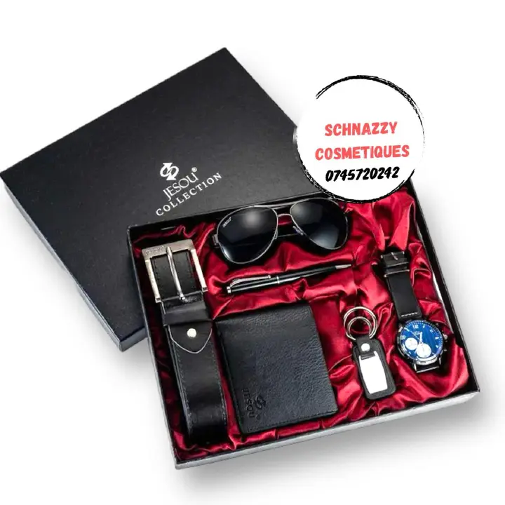 Valentine Sale JESOU Classic Men Luxury Gift Set Sunglasses + Belt + Watch + Wallet + Keychain Man Gift Dad Gift Husband Gift Boyfriend Gift Male Gift Christmas Valentines Gifts HAPPY FATHERS DAY GIFT