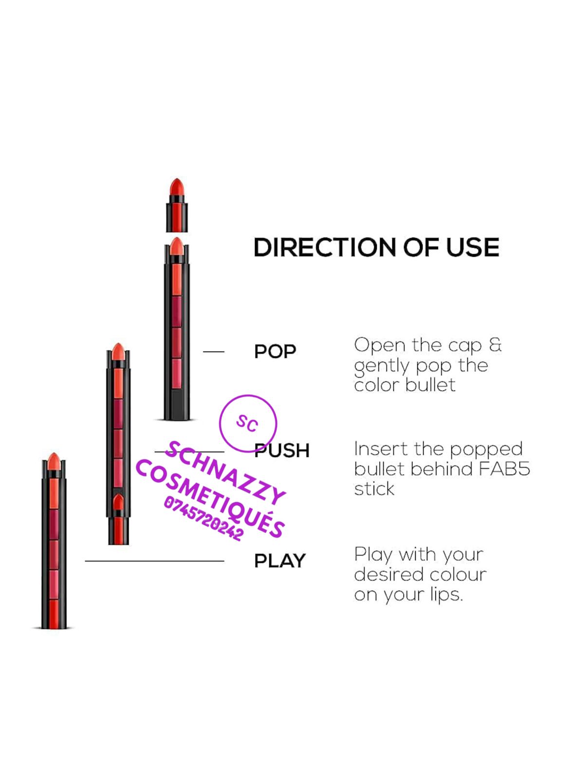Fab 5 (5 in 1 Lipstick) ARSENAL LIPPIE LIP KIT Exciting Shades All You Need In One Stick Mini Bullet Size Lippies in 5 Trendy Shades Suits All Skin Tones and Makeup Looks New Arrival Lipstick Lipgloss view 4