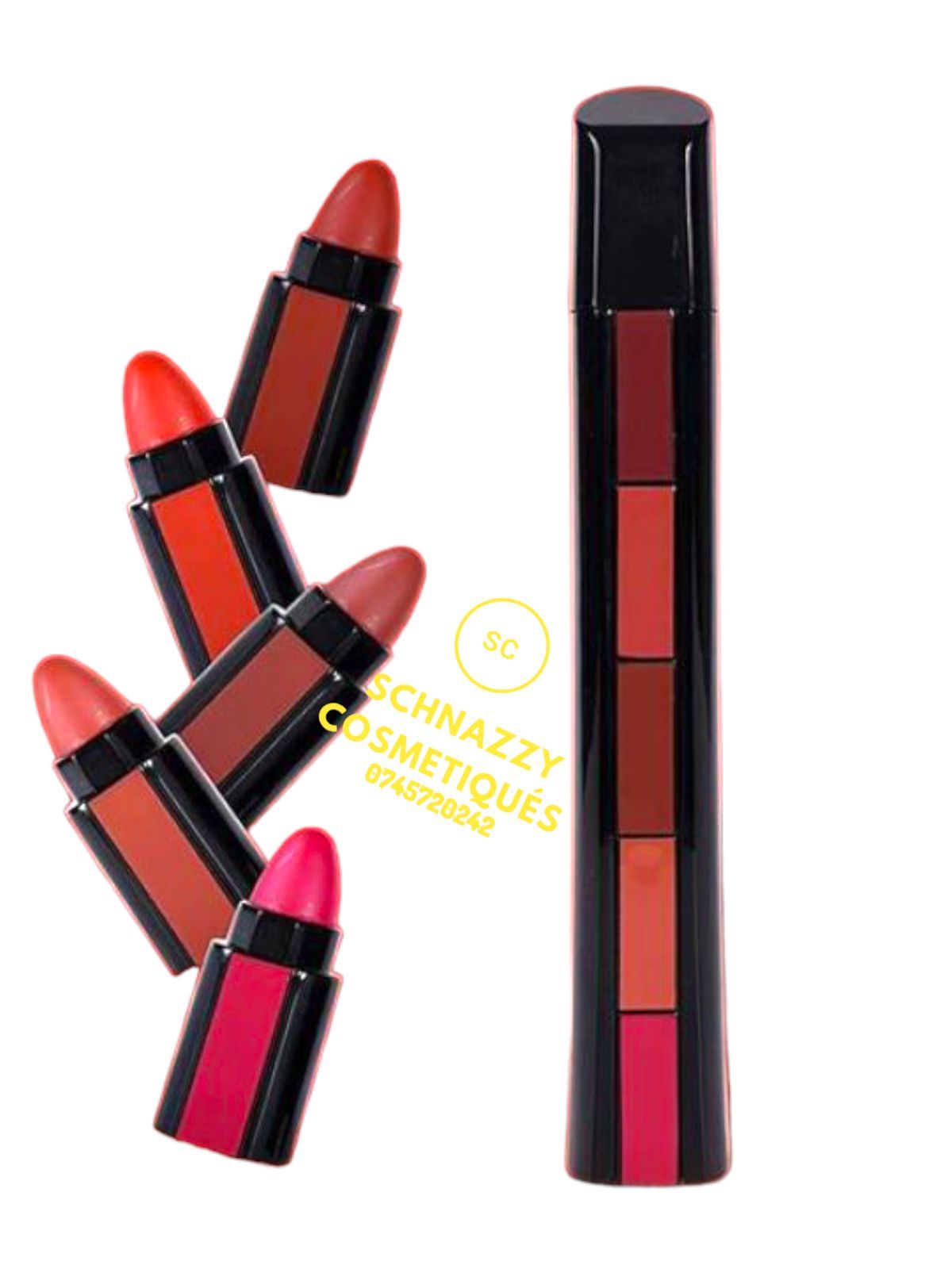 Fab 5 (5 in 1 Lipstick) ARSENAL LIPPIE LIP KIT Exciting Shades All You Need In One Stick Mini Bullet Size Lippies in 5 Trendy Shades Suits All Skin Tones and Makeup Looks New Arrival Lipstick Lipgloss view 2