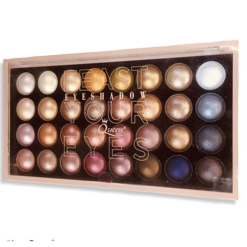 Queen 32 Color Palette Feast Your Eyes Eyeshadow Palette Nudes Mattes Shimmers Trendy Artistic Futuristic MUA Colors