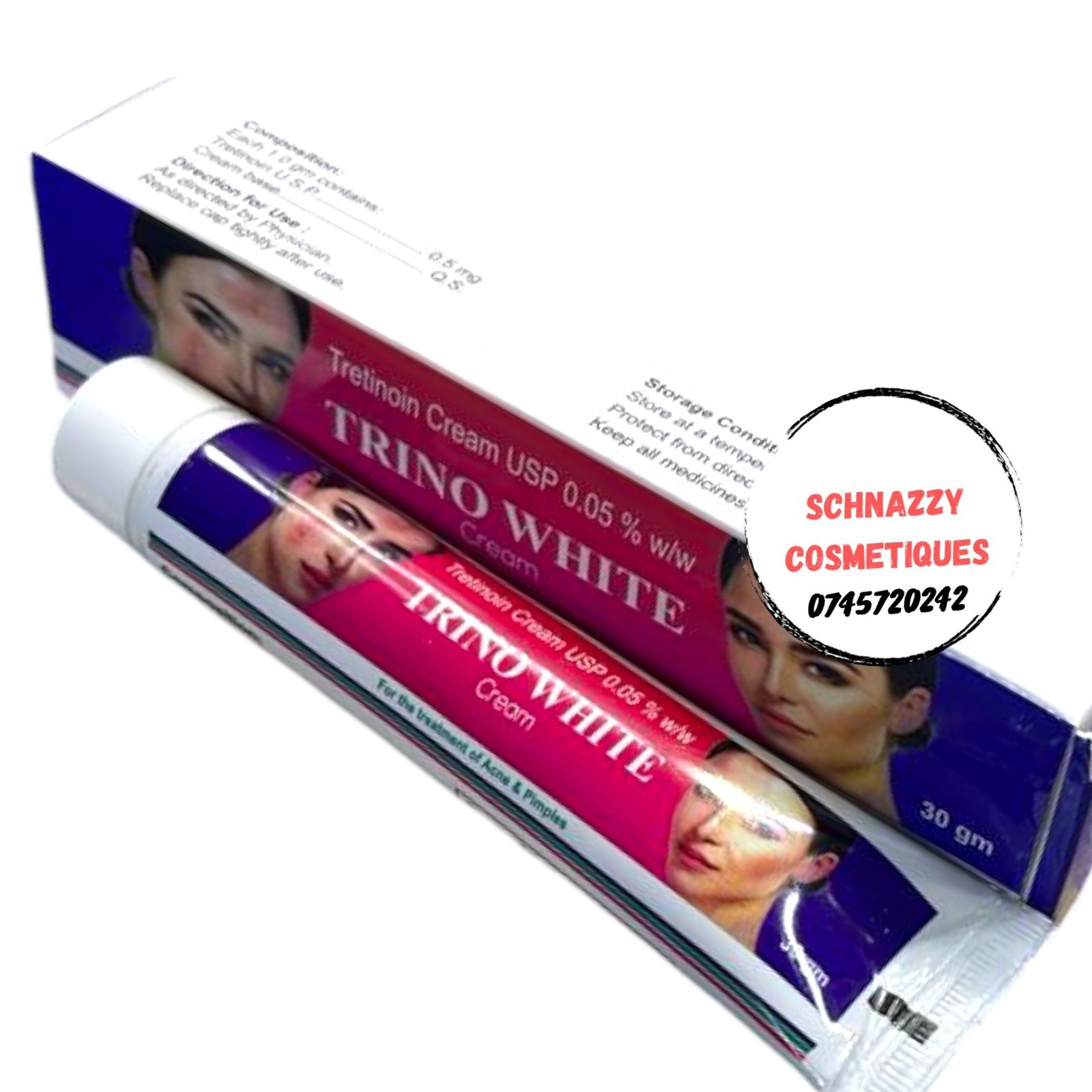 RETIN A Tretino Cream 0.05% Tretinoin Fade Scars Dark Hyperpigmentation Acne Dark Spots. Night Use Best for spot treatment clear skin routine Gentle exfoliate dull skin Antiaging Retinol Trino White