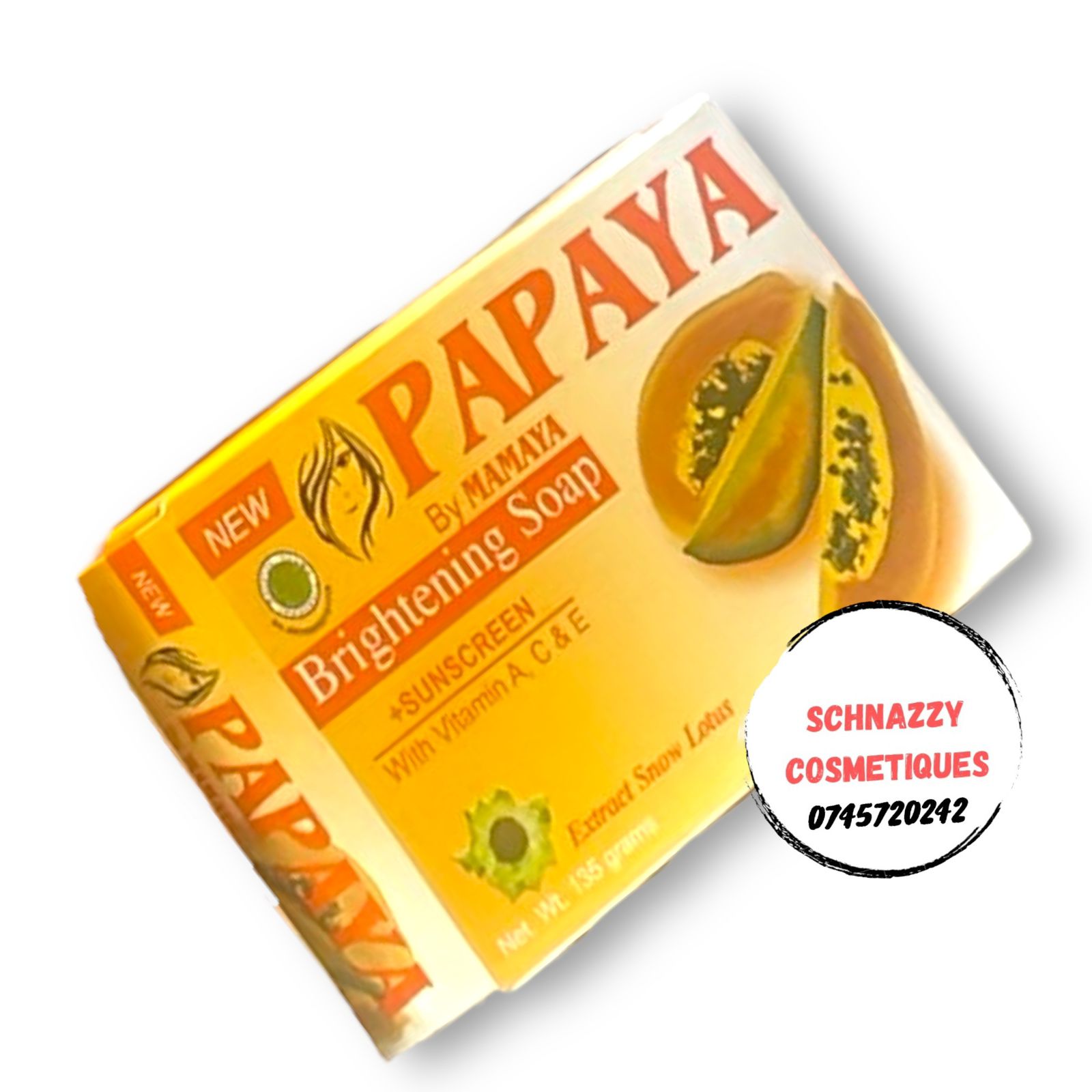 1pc Papaya Face Brightening Soap for Blemishes, Discoloration, Spots, Marks, Sunburn, Clear Hyperpigmentation, Smoothens, Even out skin tone, Gentle on sensitive skin