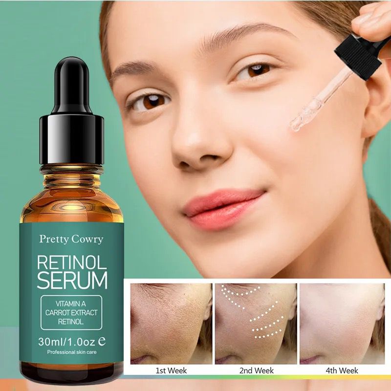 Pretty Cowry Retinol Serum with Vitamin A Carrot Extract Improves Skin Appearance Fade Dark Spots Clear Smoother Plump Skin Boost Collagen production Unclog Pores Tretinoin Retin A Serum