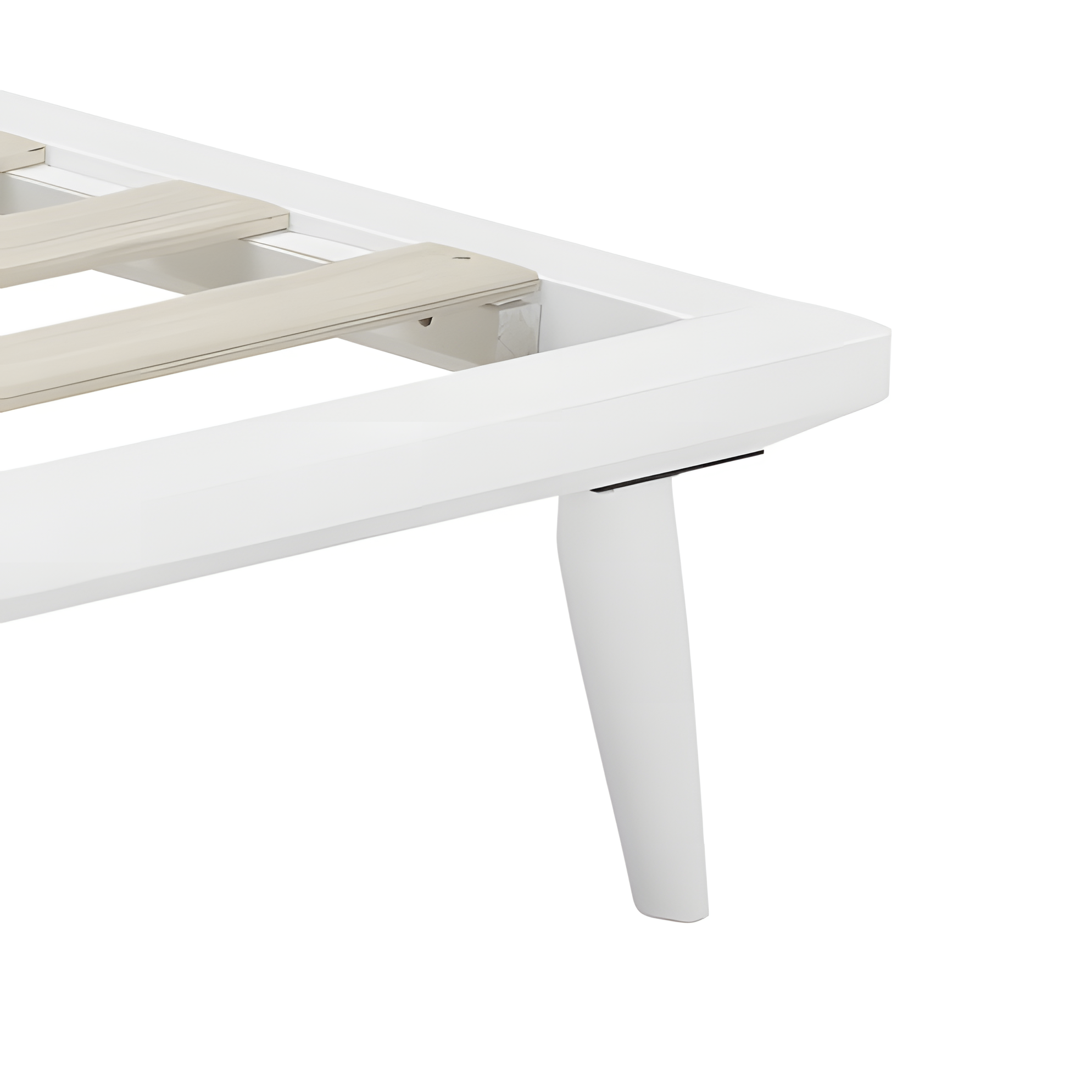 TinyTimes 2-Meter Long Full Size Platform Bed Frame without Headboard, Wood Foundation with Silent Slats for Enhanced Support, Easy Assembly, White