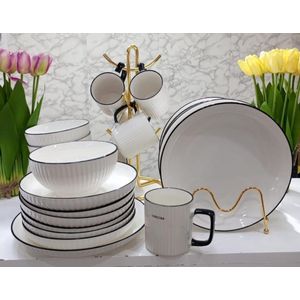 Dinner Set. 24 Pcs Japanese Dinner Set HAS 6 pcs Quality Tea Cups,  6 pcs Quality Bowls, 6 pcs Quality  8"side plates  And 6 pcs Quality 10" Big  plates On Offer Dont Be Left Out