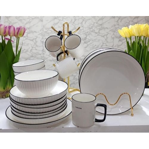 Dinner Set. 24 Pcs Japanese Dinner Set HAS 6 pcs Quality Tea Cups,  6 pcs Quality Bowls, 6 pcs Quality  8"side plates  And 6 pcs Quality 10" Big  plates On Offer Dont Be Left Out