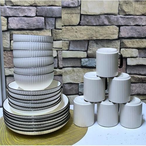 Dinner Set. 24 Pcs Japanese Dinner Set HAS 6 pcs Quality Tea Cups,  6 pcs Quality Bowls, 6 pcs Quality  8"side plates  And 6 pcs Quality 10" Big  plates On Offer Dont Be Left Out