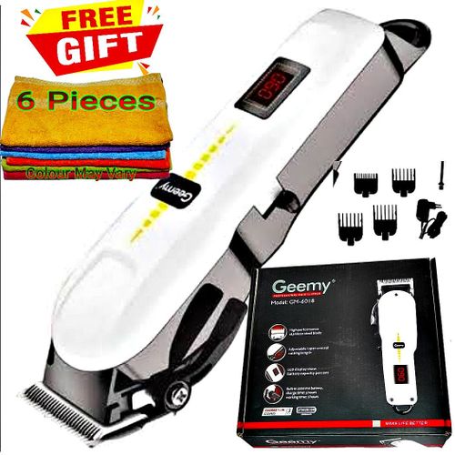SHAVING MACHINE. Geemy Rechargeable Head Electric Salon & Kinyozi Hair Trimmer Rechargeable Professional Cordless Wireless Hair Trimmer With Indicator + FREE GIFTS 6 Face Towels