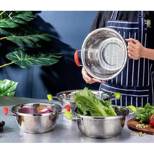 RICE DRAINERS.Durable Stainless Steel Colander Rice Washing Bowl Strainer Drainer with handle for Cooked Pastas, Spaghetti,Fruits, Vegetables, Beans