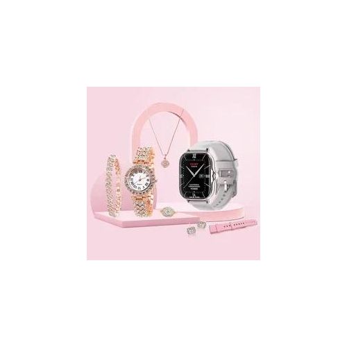 6 IN 1 Smart Watch A58 Plus with - Necklace -Earrings -Bracelet -Ring Luxury Gift Box For Women