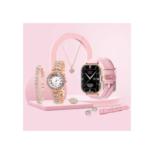 6 IN 1 Smart Watch A58 Plus with - Necklace -Earrings -Bracelet -Ring Luxury Gift Box For Women