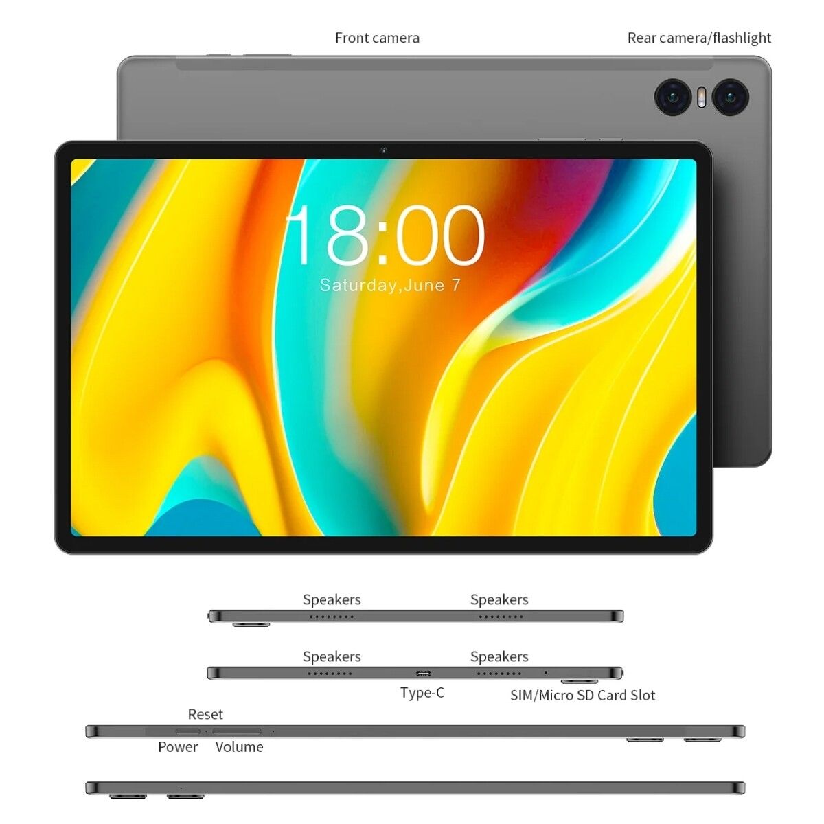 TAB  5G 10-Inch Tablet, 8GB RAM, 512GB Storage, Android 14, Dual SIM, 8000mAh Battery, 8/13MP Camera, Blue (Case, Keyboard, Mouse Included)
