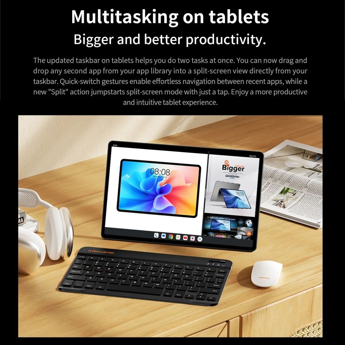TAB  5G 10-Inch Tablet, 8GB RAM, 512GB Storage, Android 14, Dual SIM, 8000mAh Battery, 8/13MP Camera, Blue (Case, Keyboard, Mouse Included)