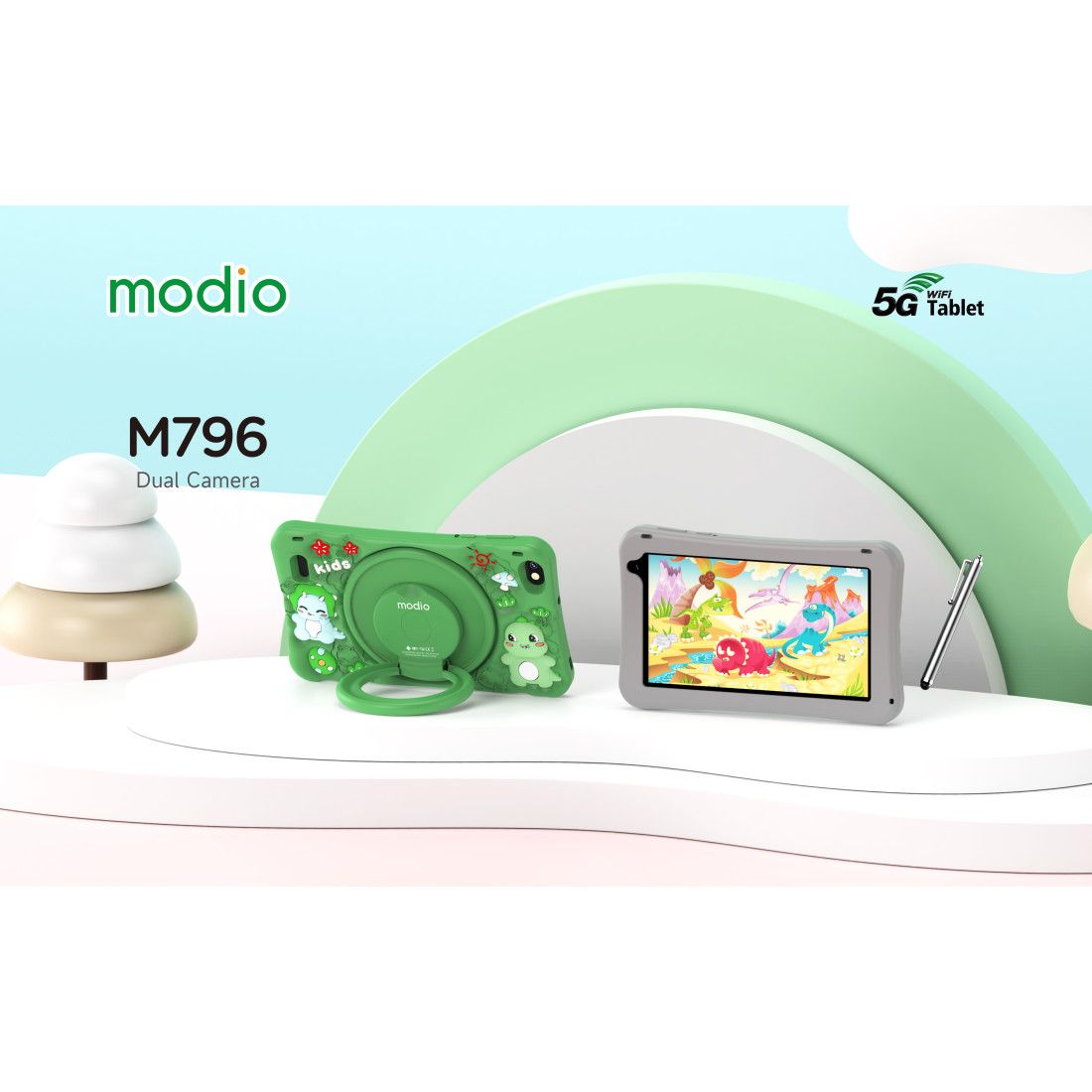 Modio KIDS STUDY TABLETS 256GB/6GB 5G 4000MAH WITH SIMCARD SLOT SILICONE COVER,TOUCH PEN