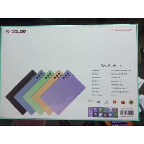 S Color GT20 PRO PC 10.1inch 6000mAh Tablet SIM 5G/WIFI/BT 16GB RAM + 512GB ROM Android 13