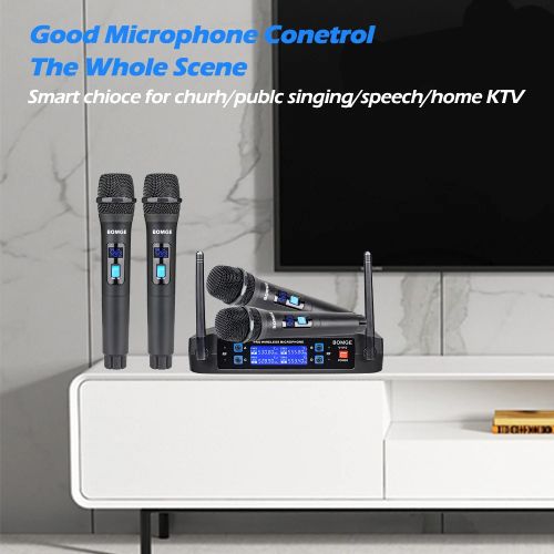 BOMGE 4-Channel Dynamic Wireless Microphone System