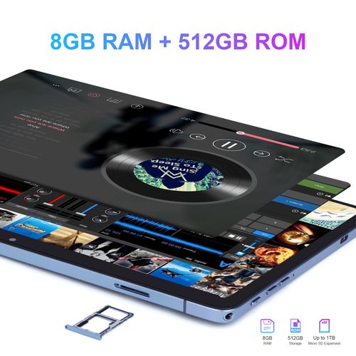 10.1 Inch Android Tablet PC 12 Dual Camera Sim 8GB RAM 512GB Bluetooth Fntastic Blue