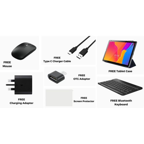 oteeto TAB 10 Pro Tablet 8000mAh 8GB RAM + 512GB ROM Single SIM 5G Network//5G Wifi//8MP Front + 13MP Rear Camera/Quad Core 2.0GHz Processor/Android 13/Includes Keyboard,Mouse,Touch Pen,OTG,Flip Cover